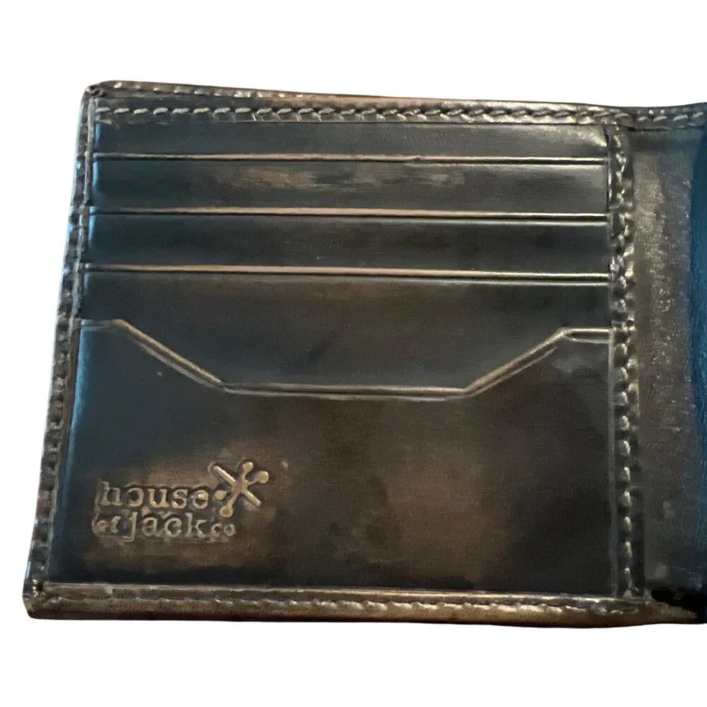 House Of Jack Mens‎ Bifold Leather Wallet Embossed Soccer Ball Design